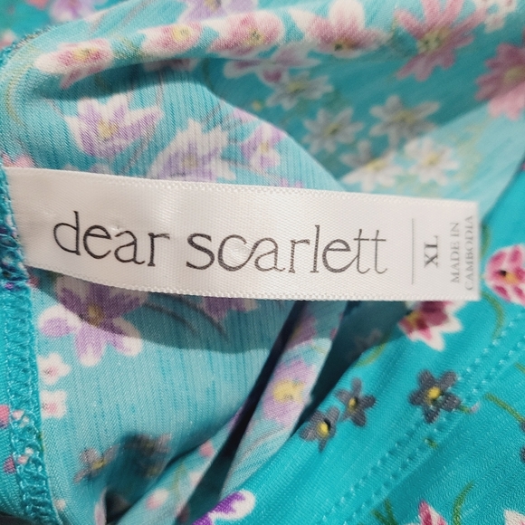 DEAR SCARLETT Women's Floral Tunic Blouse Oversized Turquoise Size XL - Picture 8 of 10